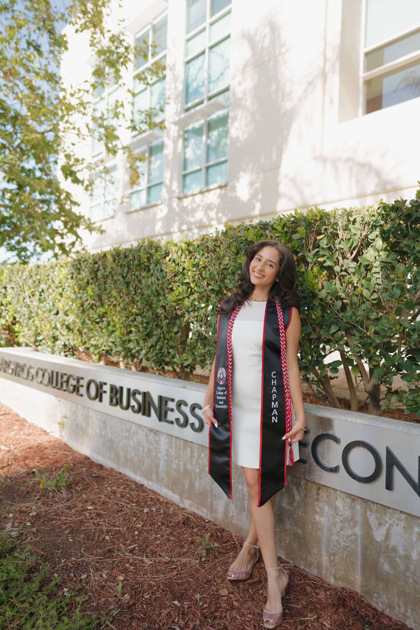 Lucia Alvarado-Meraz at Chapman University's Argyros College of Business and Economics on graduation day